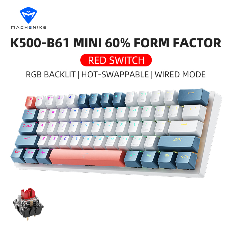 Keyboard Gaming Blue Switch - K500-B61 Machenike Mini mechanisch toetsenbord 60%