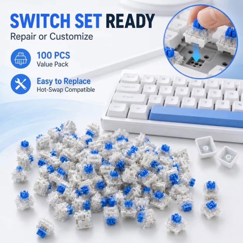 DT21 100 stuks DIY mechanische - Keyboard Gaming Blue Switch recensie en prijs