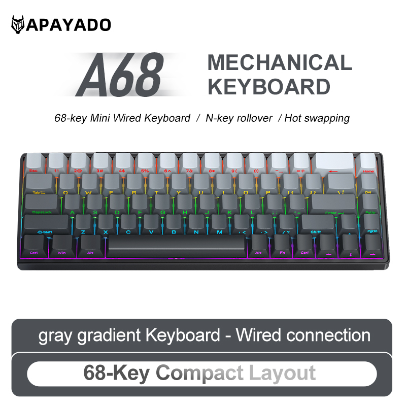 APAYADO A68 Bedraad mechanisch - Keyboard Gaming Blue Switch recensie en prijs